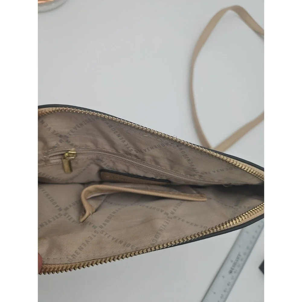 STEVE MADDEN Tan DOME SATCHEL CROSSBODY BAG GOLD CHAIN